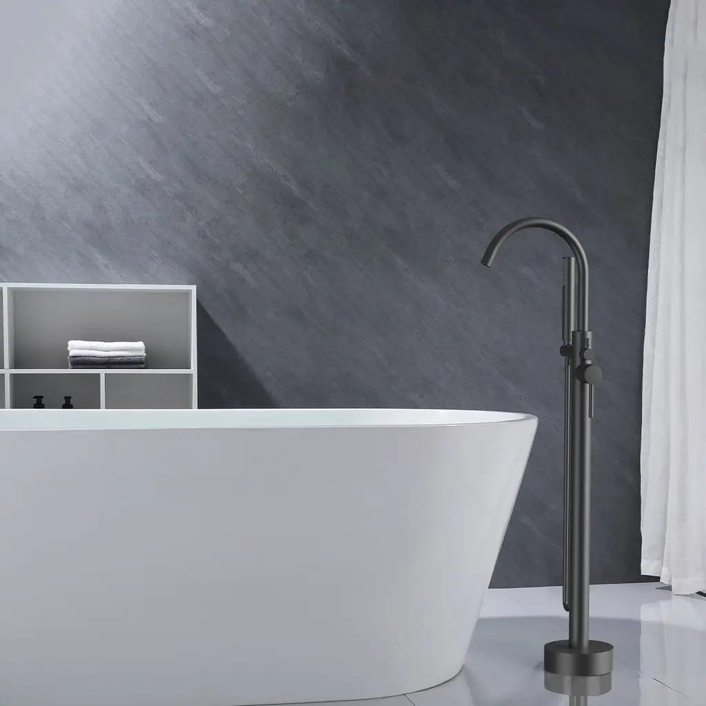 FM 361230 GM Floor Mounted Bathtub Mixer Gun Metal
