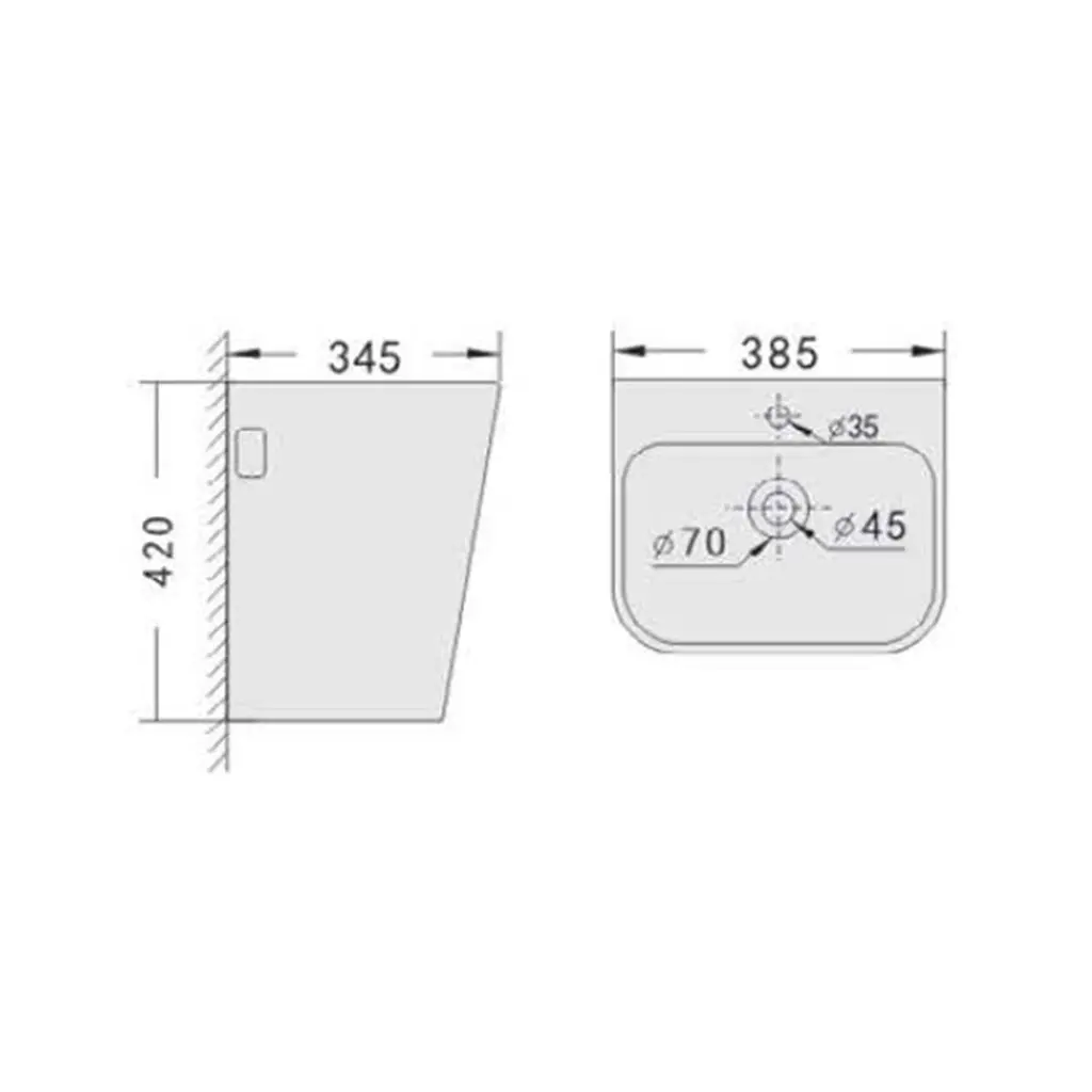 9580D Wall Hung Basin 39x35x42 cm (5800D)