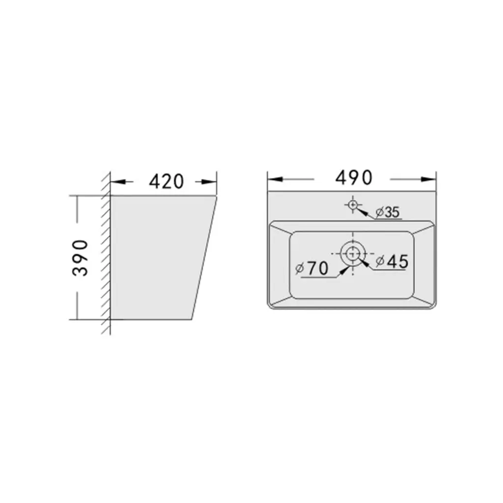 BL 9720 Wall Hung Basin 49x42x39 cm 7200