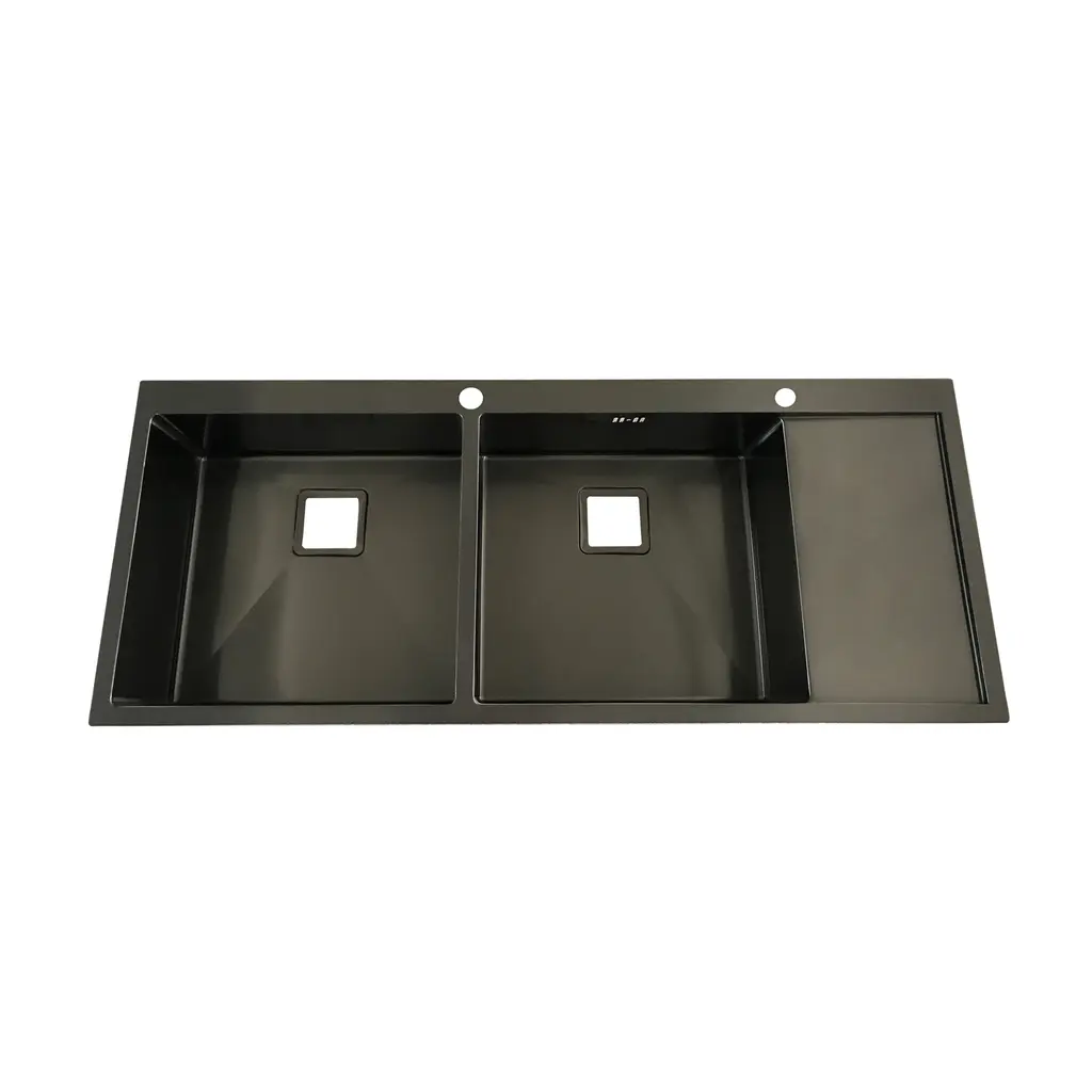 Double Bowl Kitchen Sink Nano Black 12050H-B