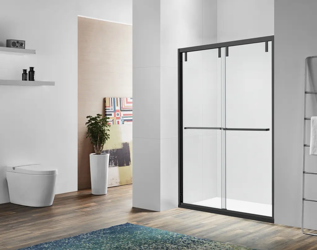 BP05 Sliding Shower Door + SUS 304 BLACK Frame 175x200 cm + S1002