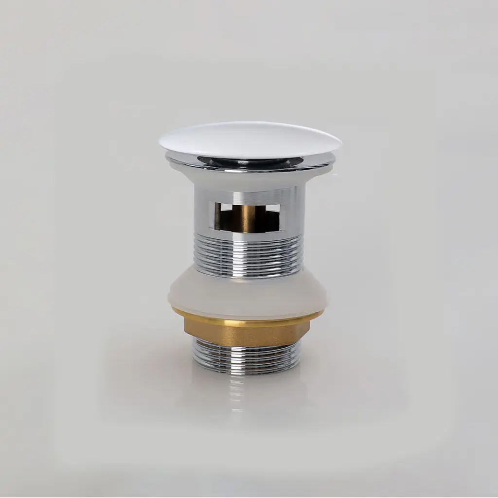 Waste Coupling Brass Overflow Shiny White+Ceramic Cover P75-SW