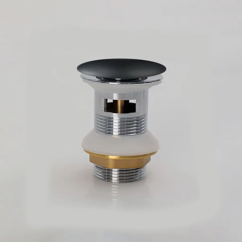 Waste Coupling Brass Overflow Matt Black+Ceramic Cover P75-MBL