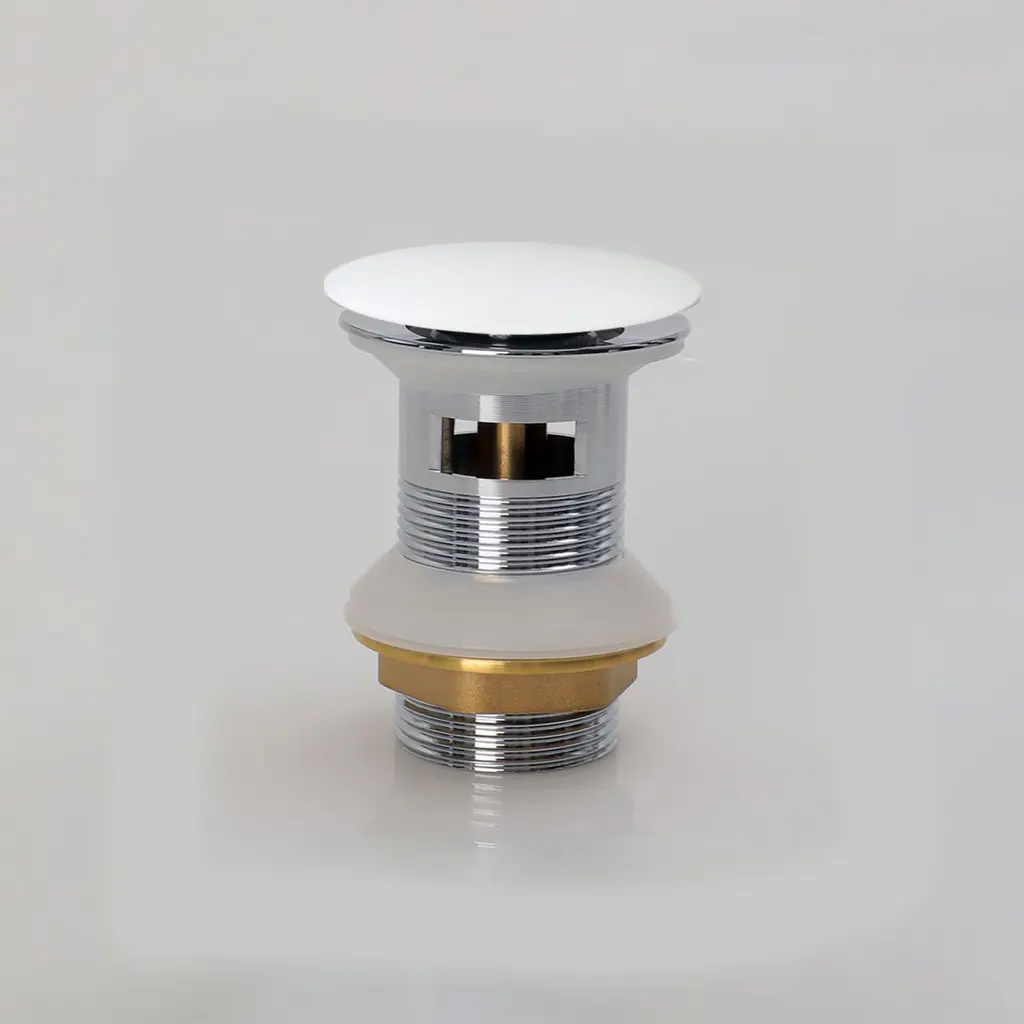 Waste Coupling Brass Overflow Matt White+Ceramic Cover P75-MW