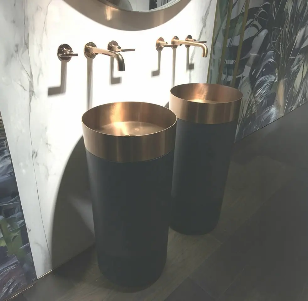 Stand Basin SUS Gun Metal Stand+Gold Bowl B012