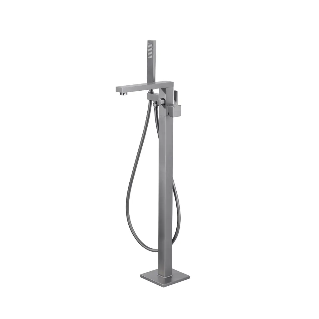 Floor Mounted Bathtub Mixer Square Gun Metal FM 7311460 GM