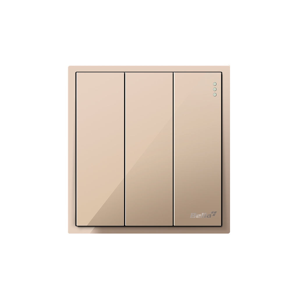 [SKU: BD-D03A] 10AX 3 Gang 1 Way Switch (Golden)