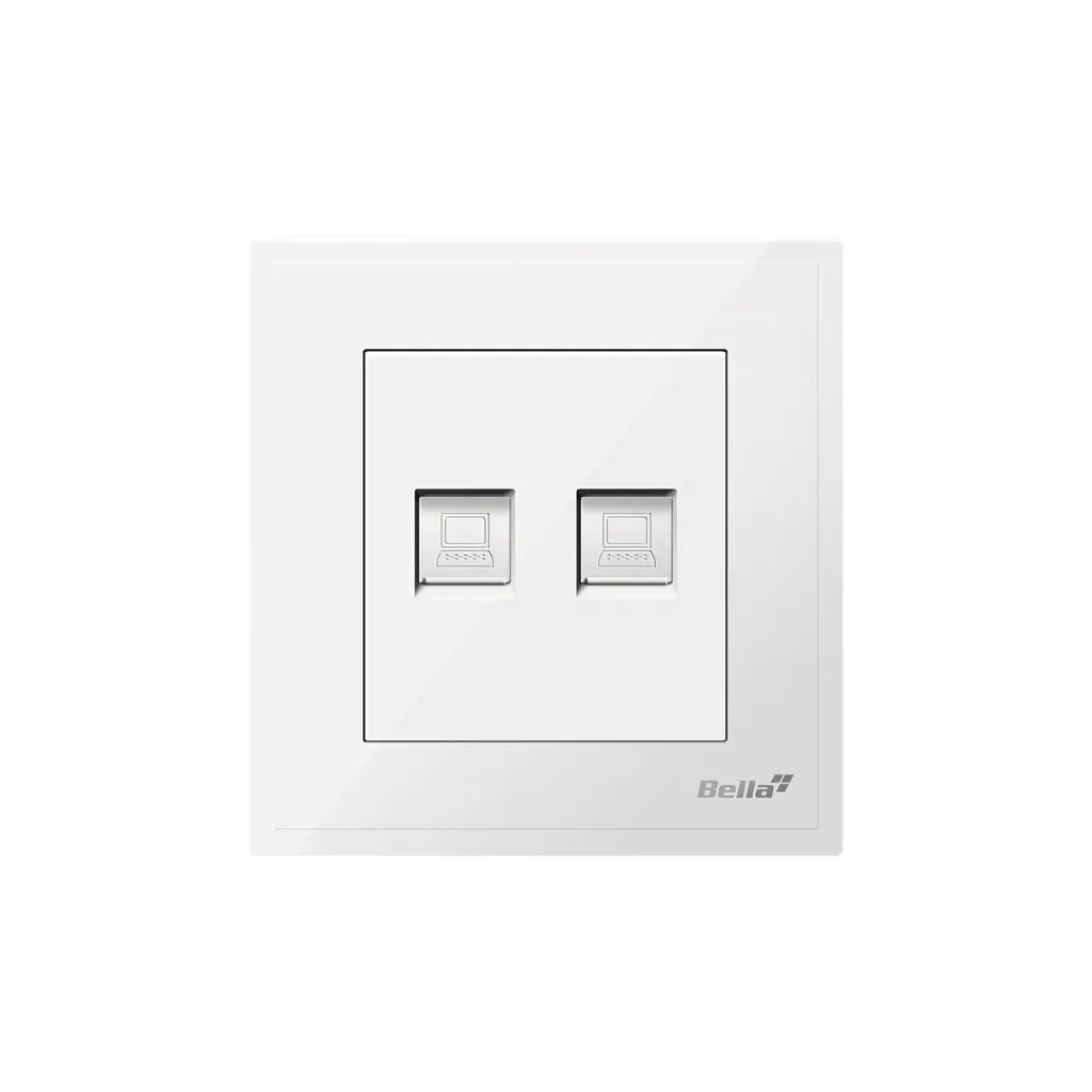 [SKU: BD-2E02] Dynamo Double Computer Socket(CAT.6) (White)