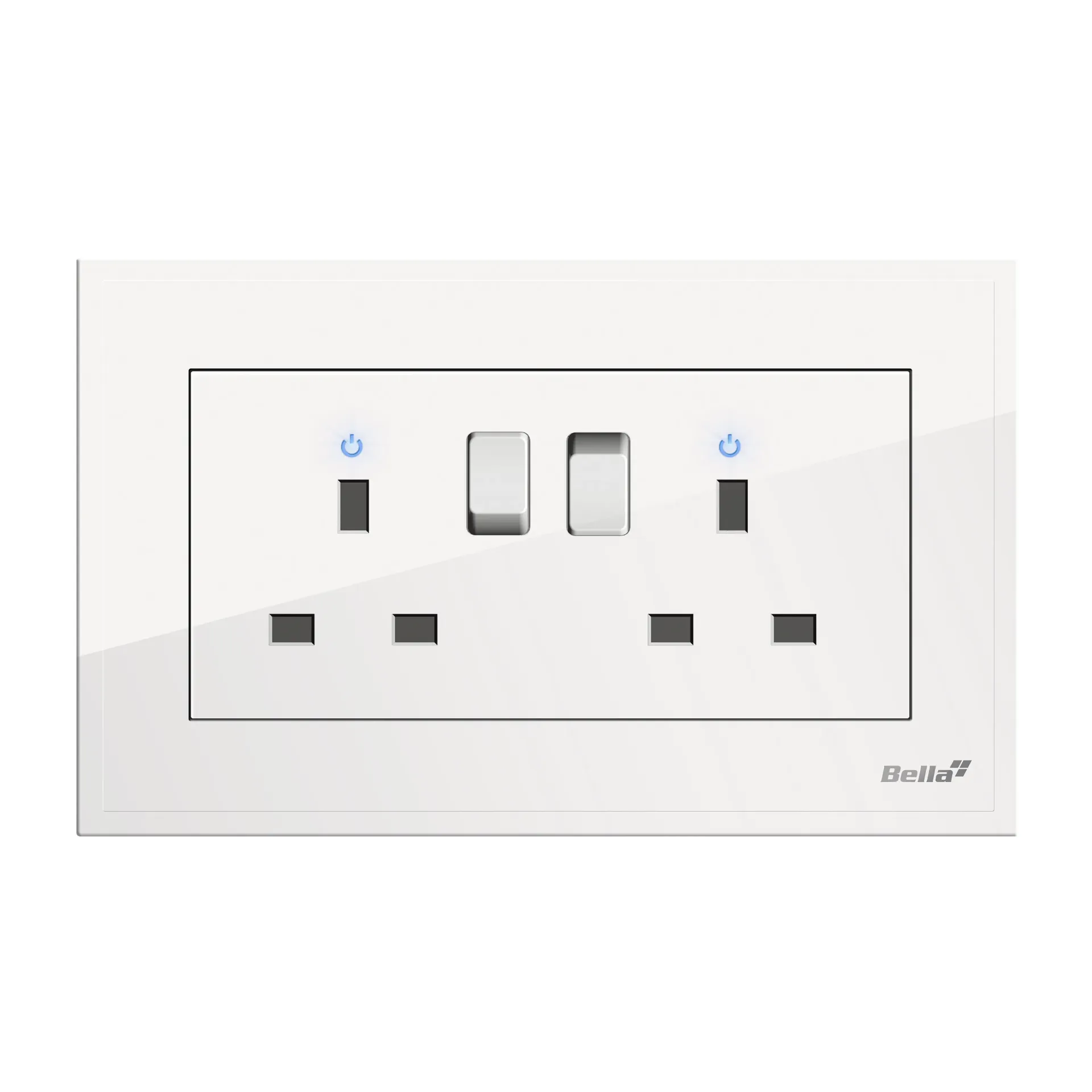 [SKU: BD-C14] Dynamo 13A Twin Socket With Switch & LED Indicator (White)