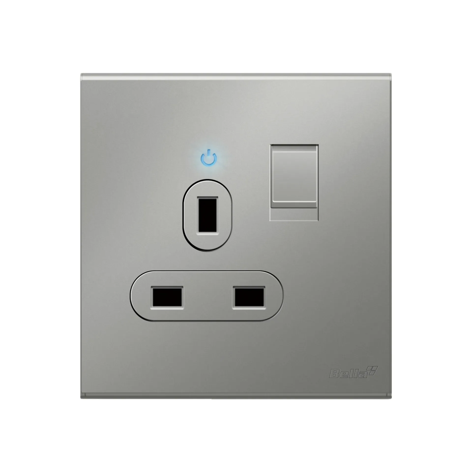 [SKU: BN-C12] Vision  13A Single Switched Socket With Neon (Matt Silver)