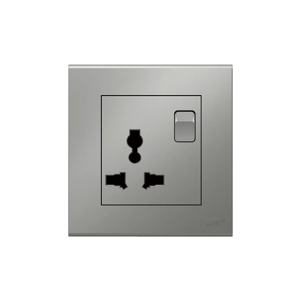 [SKU: BN-C16] Vision  16A 3 Pin Universal Socket  with Switch (Matt Silver)