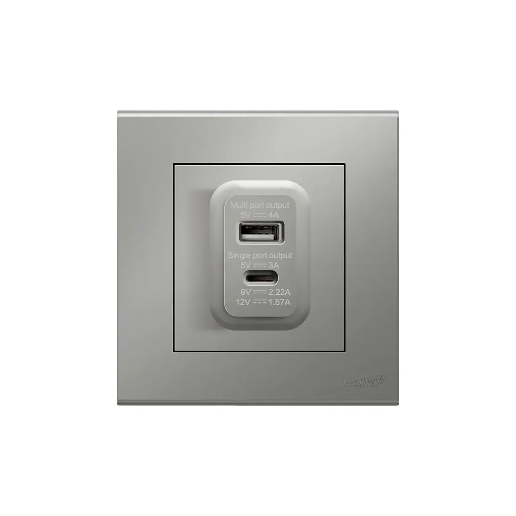 [SKU: BN-E31] Vision  20W Type A+C USB Charger (Matt Silver)