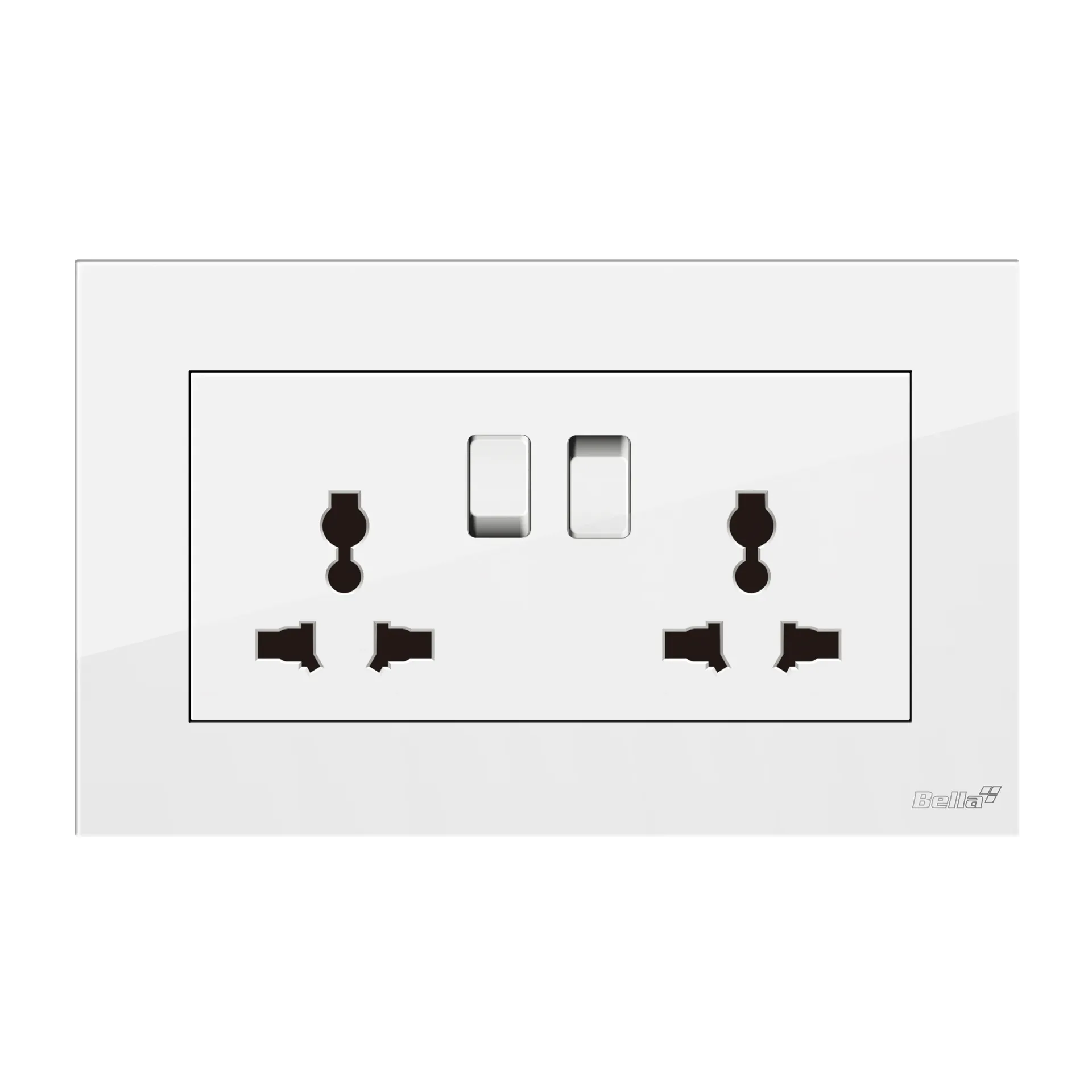 [SKU: BT-C43] Vantage 16A Twin Universal Switched Socket (Silky White)