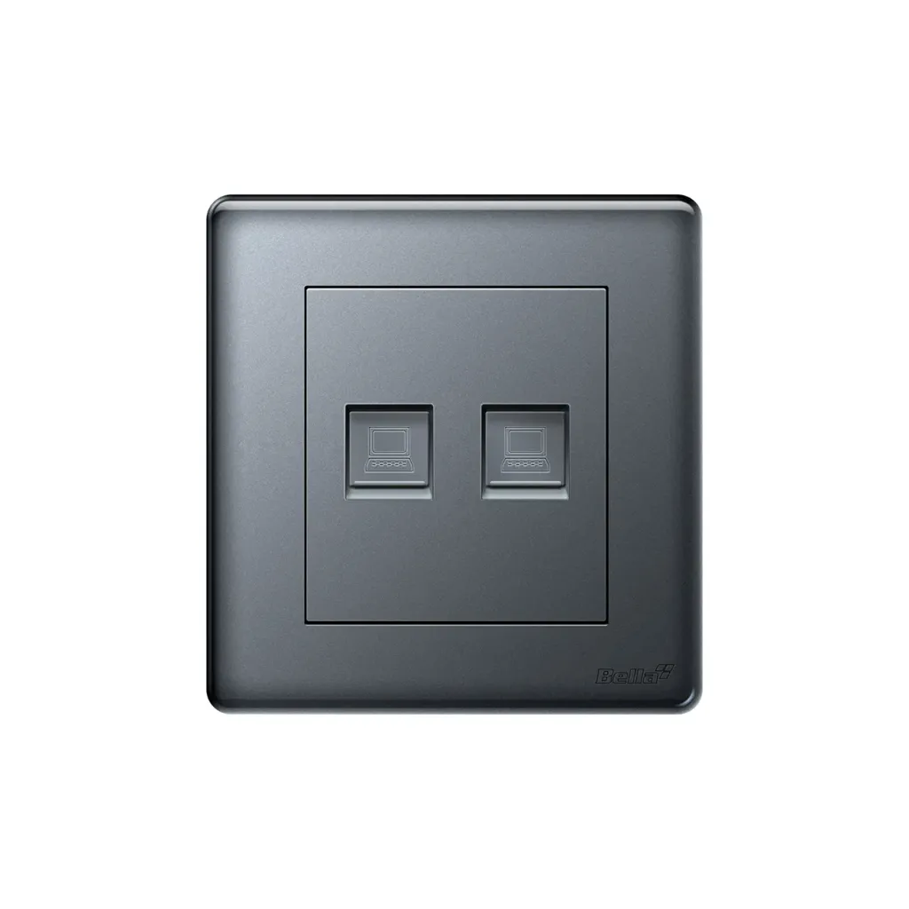 [SKU: BV-2E02] Velocity Double Computer Socket(CAT.6) (Grey)