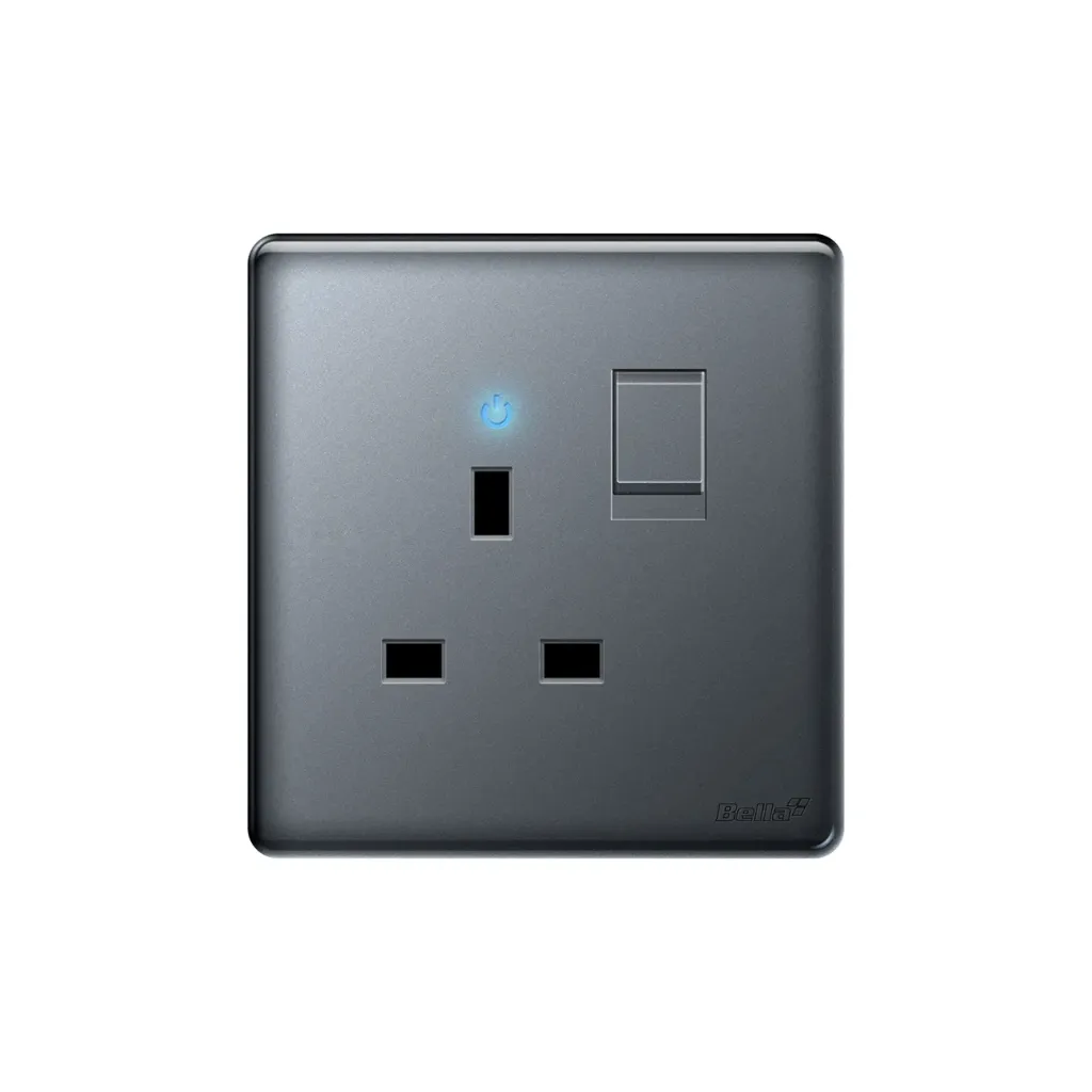 [SKU: BV-C12] Velocity 13A Single Switched Socket With Neon (Grey)