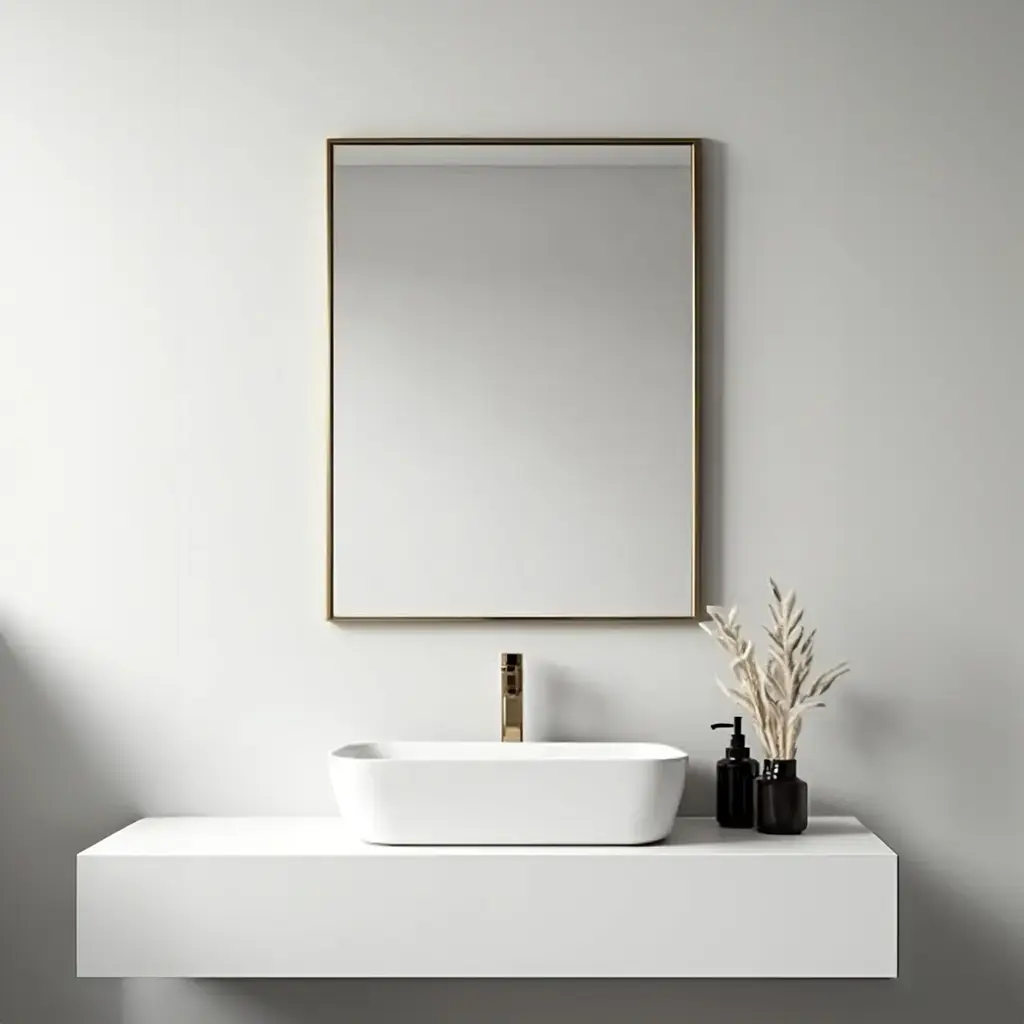 A7-G Plain Mirror With Gold Aluminium Frame